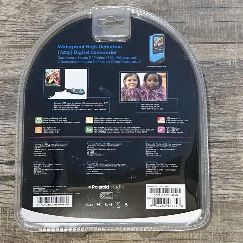 New Polaroid Waterproof High Definition (720p) Digital Camcorder XVF-720LC